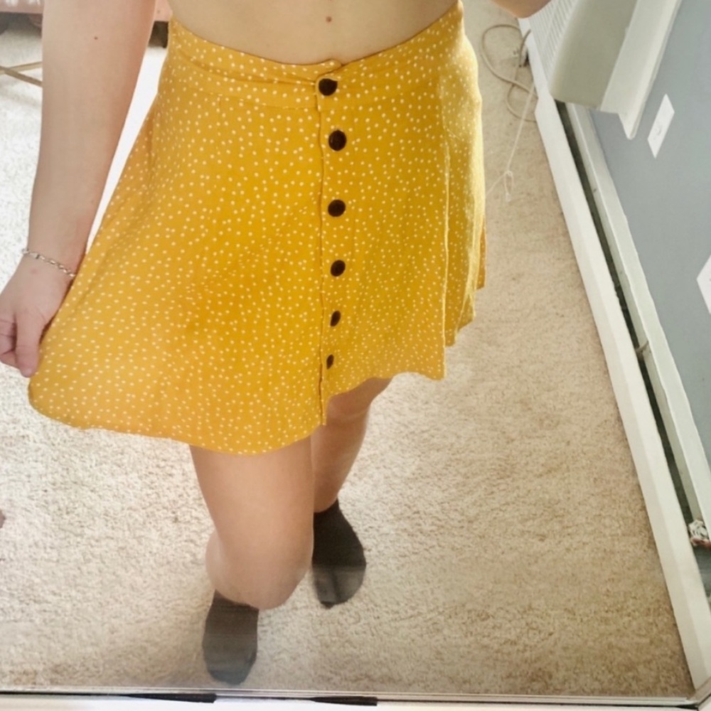 NWT bershka mustard yellow polka dot mini skirt